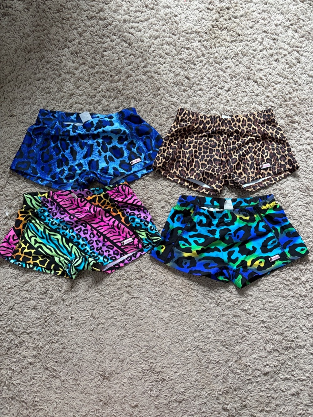Crazy Pants 4-Piece Colorful Animal Print Athletic Shorts Set